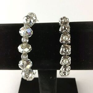 (3/$20) silvertone beaded and faux Pearl bracelets